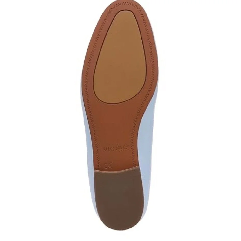 Vionic Willa II Sky Blue‎ Leather Loafer Flat Womens 8 M Arch Support Shoe New